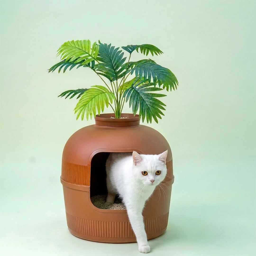 Kahve Dekorapet dekoratif kedi tuvaleti kedisiyle